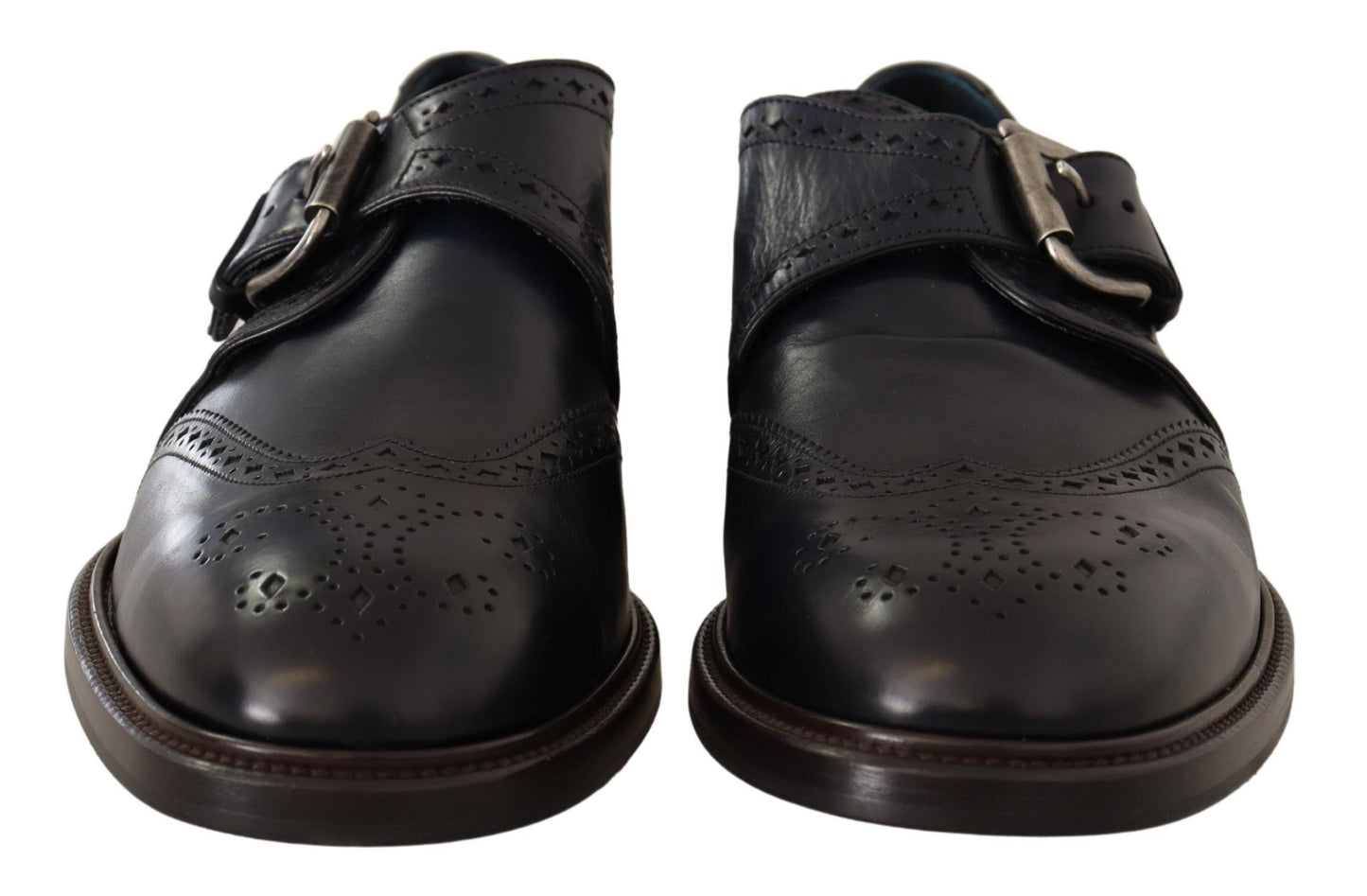 Elegant Blue Leather Brogue Shoes