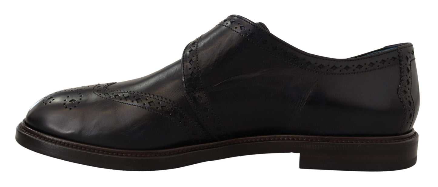 Elegant Blue Leather Brogue Shoes