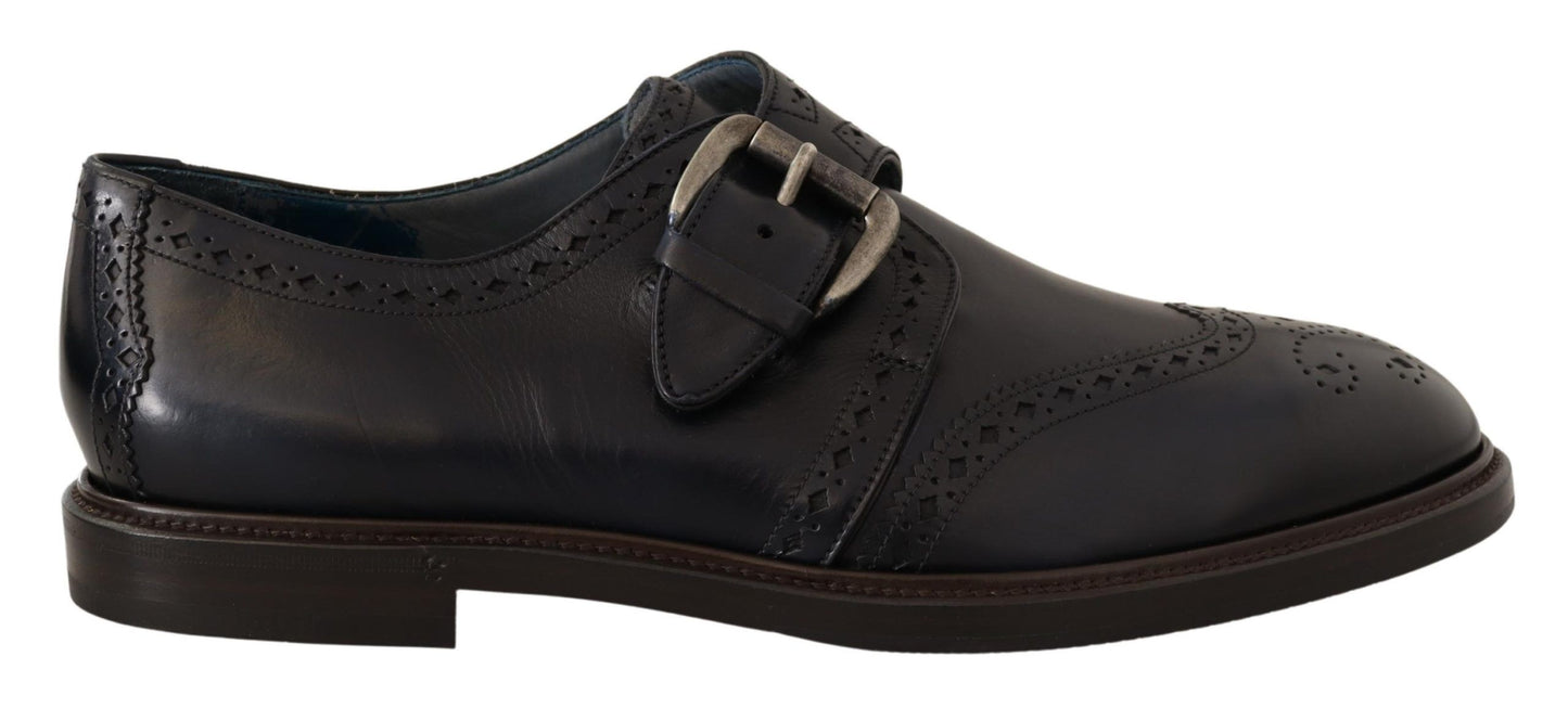 Elegant Blue Leather Brogue Shoes