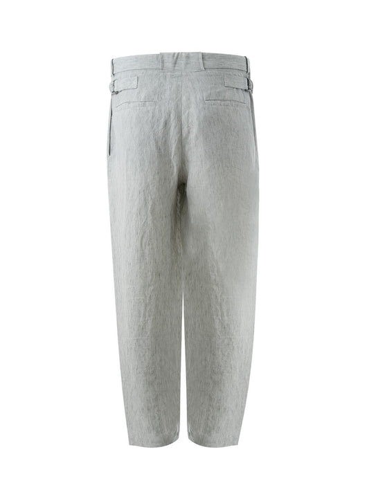Chic Grey Linen Trousers with Relaxed Fit