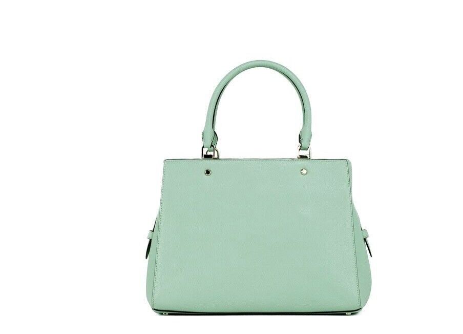 Leila Seawater Leather Triple Compartment Satchel Handbag Purse Bag