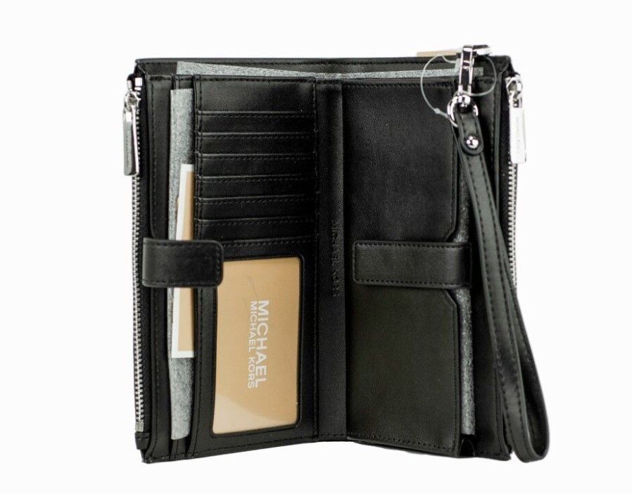Jet Set Optic White Graphic Logo PVC Large Double Zip Wrist Wallet