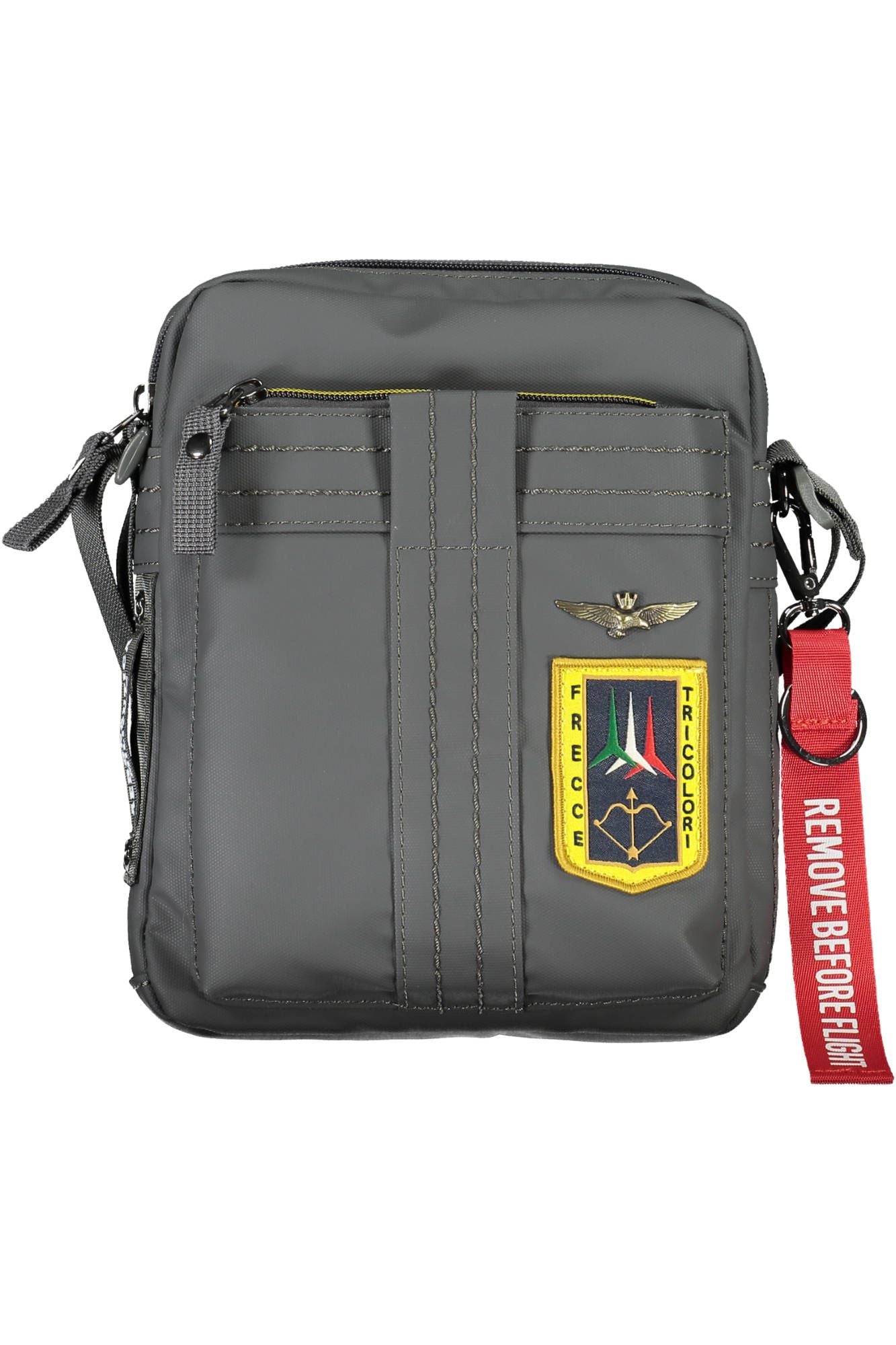 Sleek Gray Shoulder Bag with Contrasting Details