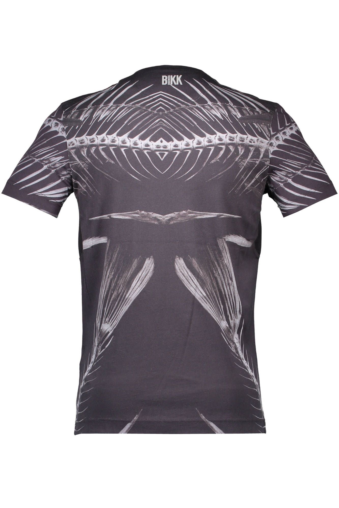 Elegant Round Neck Black Tee with Iconic Logo