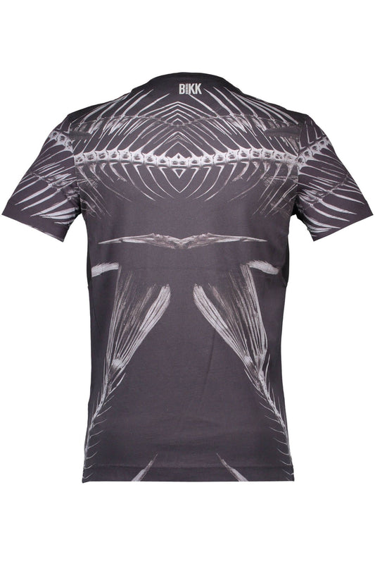 Elegant Round Neck Black Tee with Iconic Logo