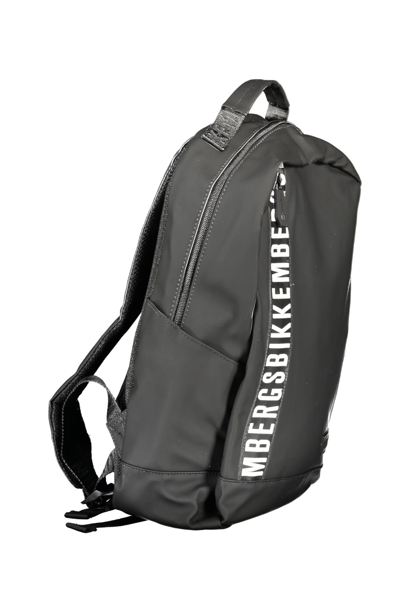 Sleek Black Urban Backpack with Contrasting Details