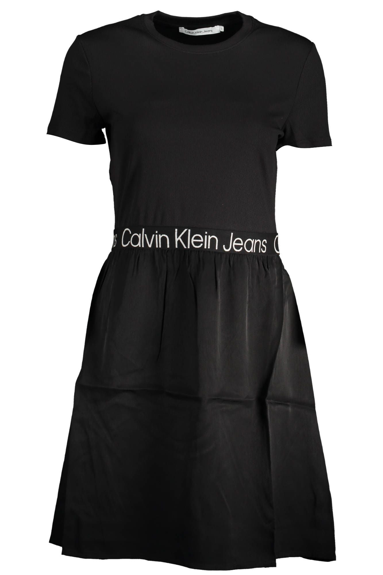 Elegant Black Short Sleeve Dress with Logo Detail