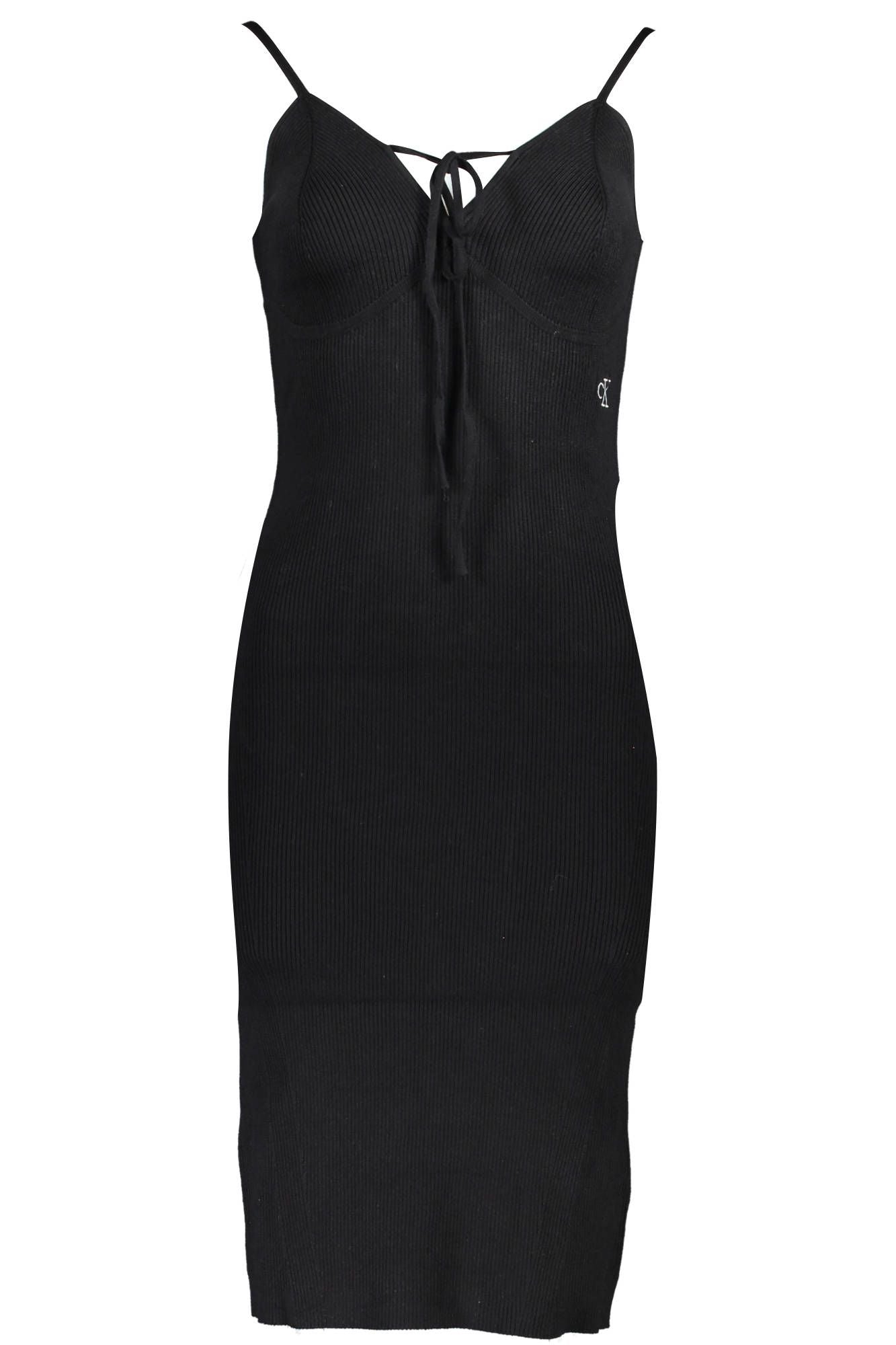 Elegant Black Halter Neck Dress with Embroidery