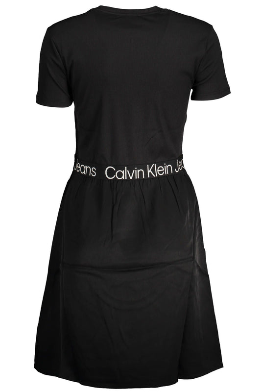 Elegant Black Short Sleeve Dress with Logo Detail