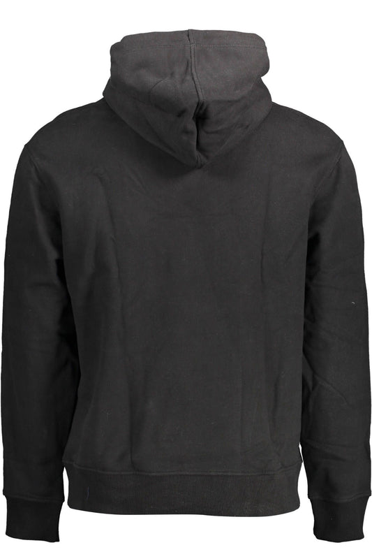Sleek Black Hooded Sweatshirt with Logo Print