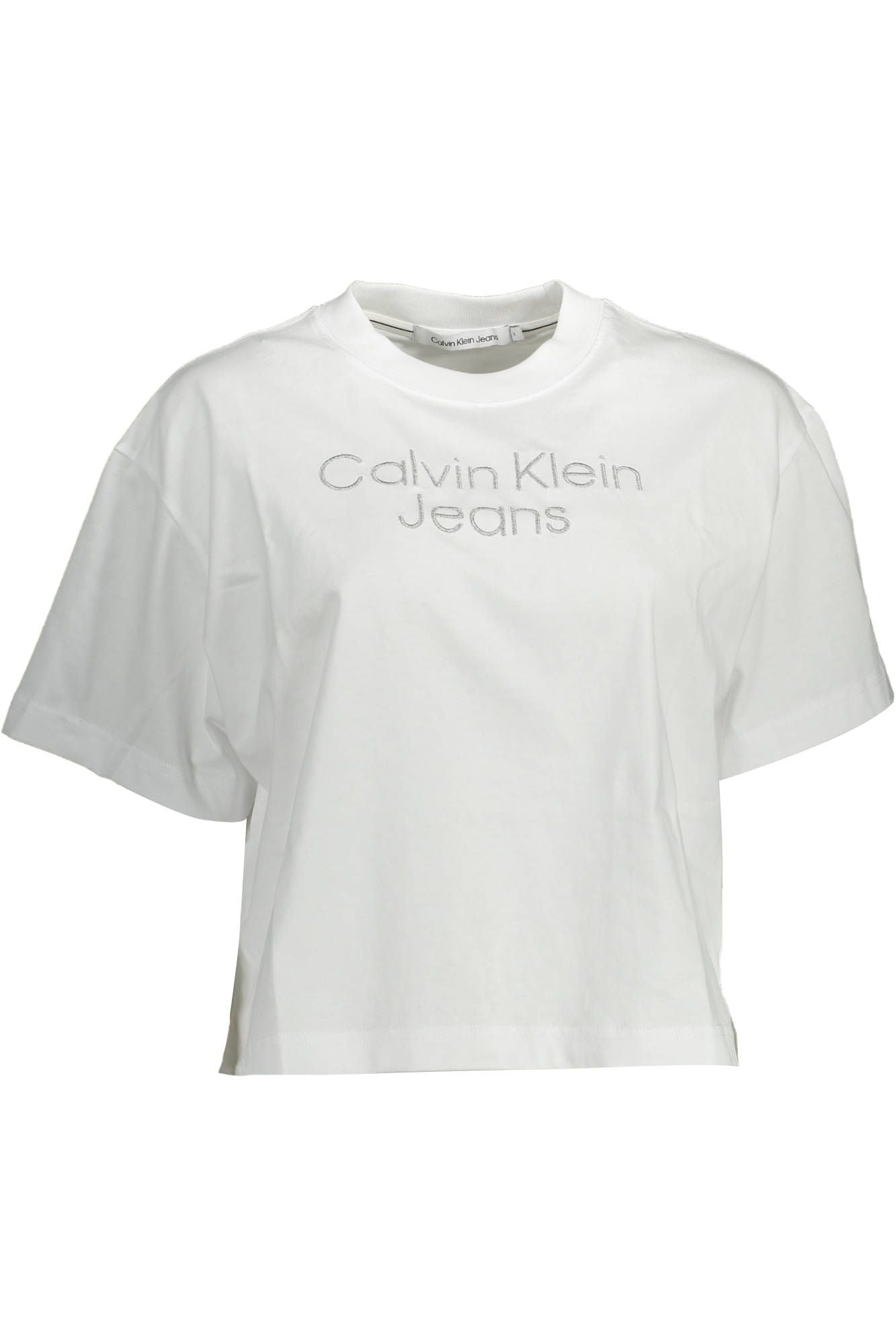 Chic White Embroidered Logo Tee