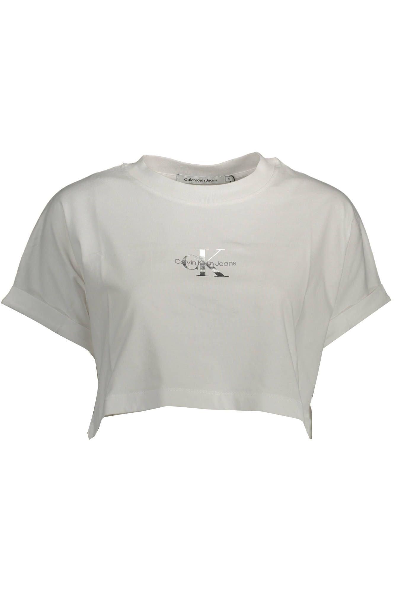 Chic White Logo Print Crew Neck Tee