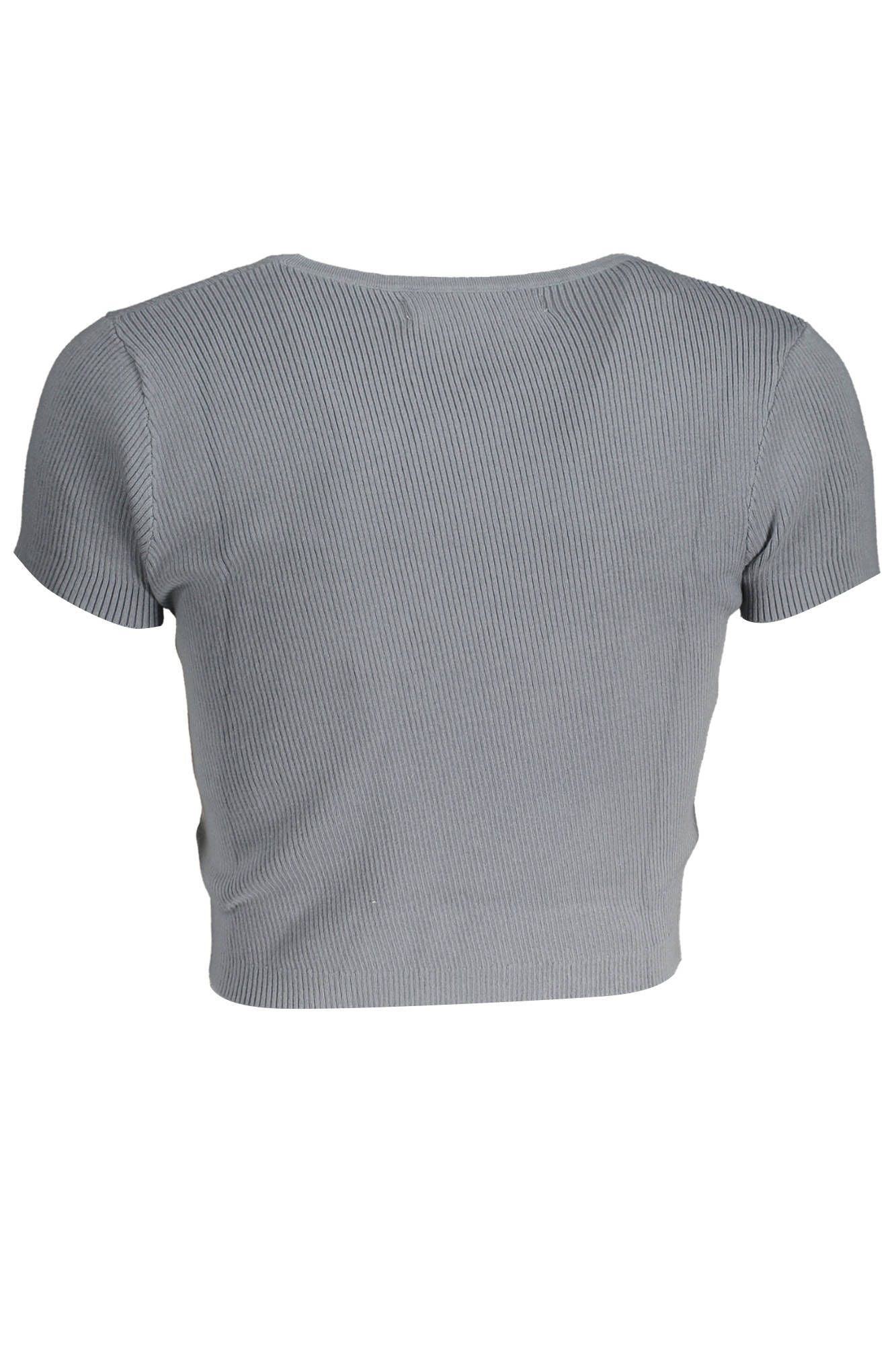 Chic Embroidered Logo Tee in Soft Gray