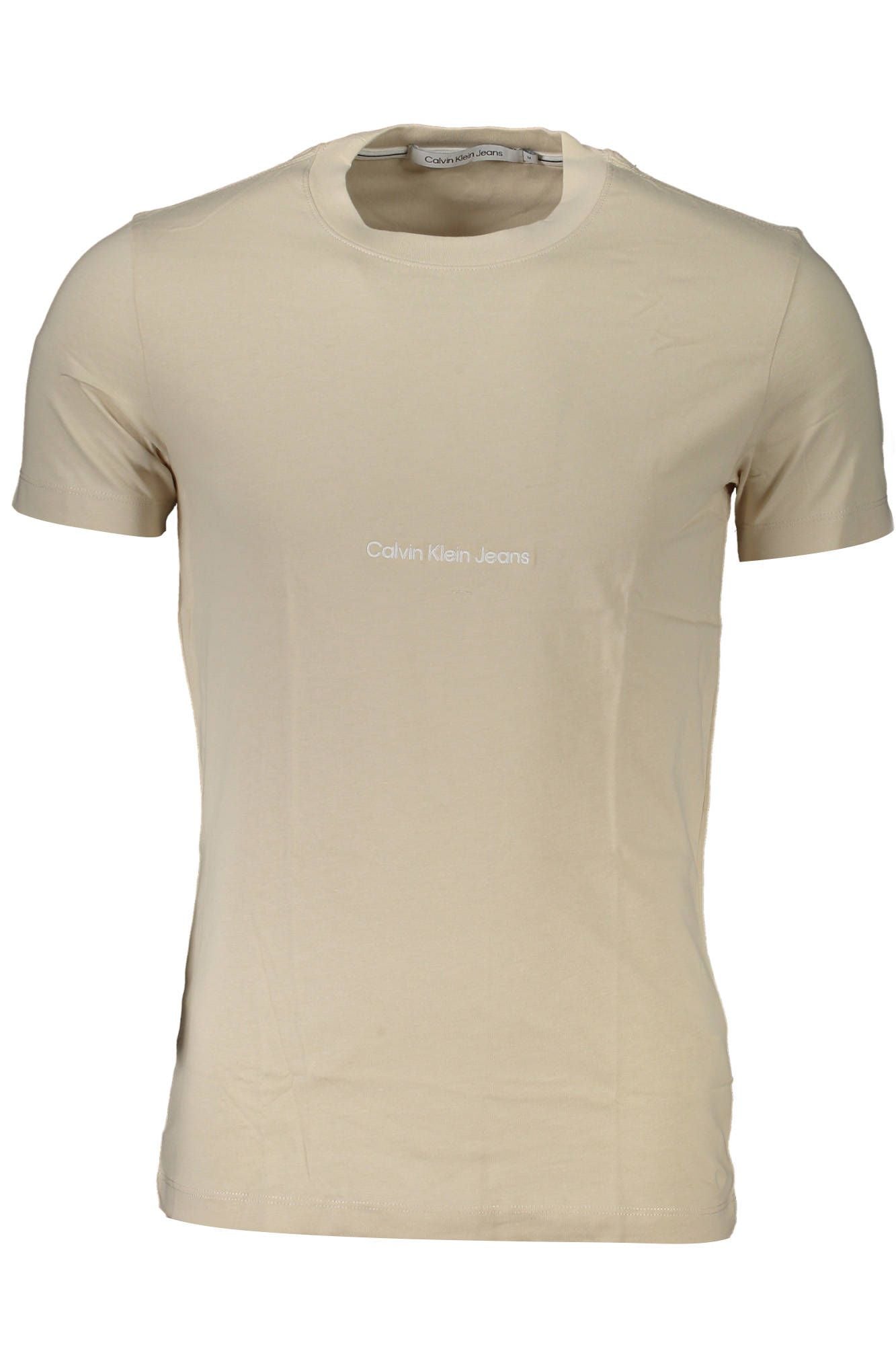 Beige Embroidered Logo Tee