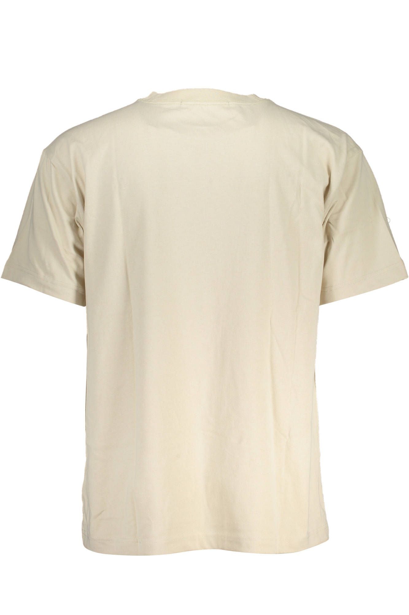 Chic Beige Cotton Tee with Iconic Embroidery