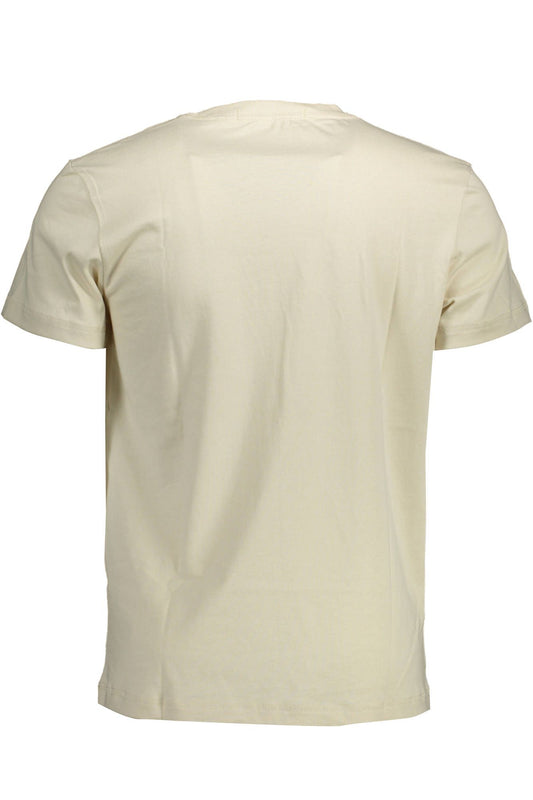 Beige Organic Cotton Tee with Pocket and Logo