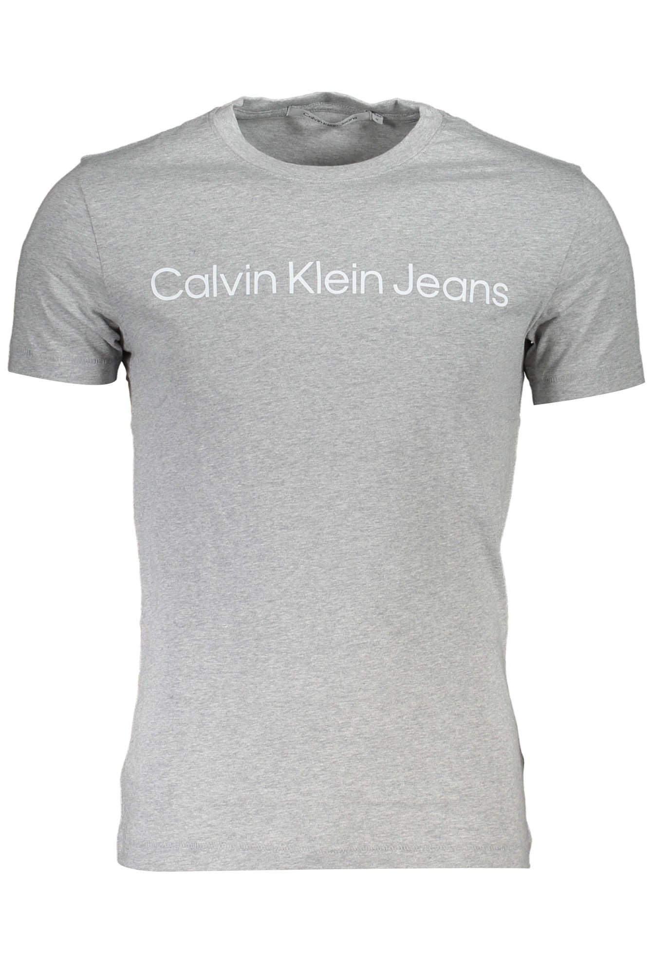 Sleek Gray Cotton Tee with Contrasting Detail