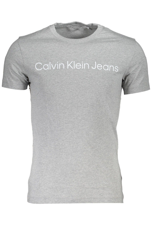 Sleek Gray Cotton Tee with Contrasting Detail