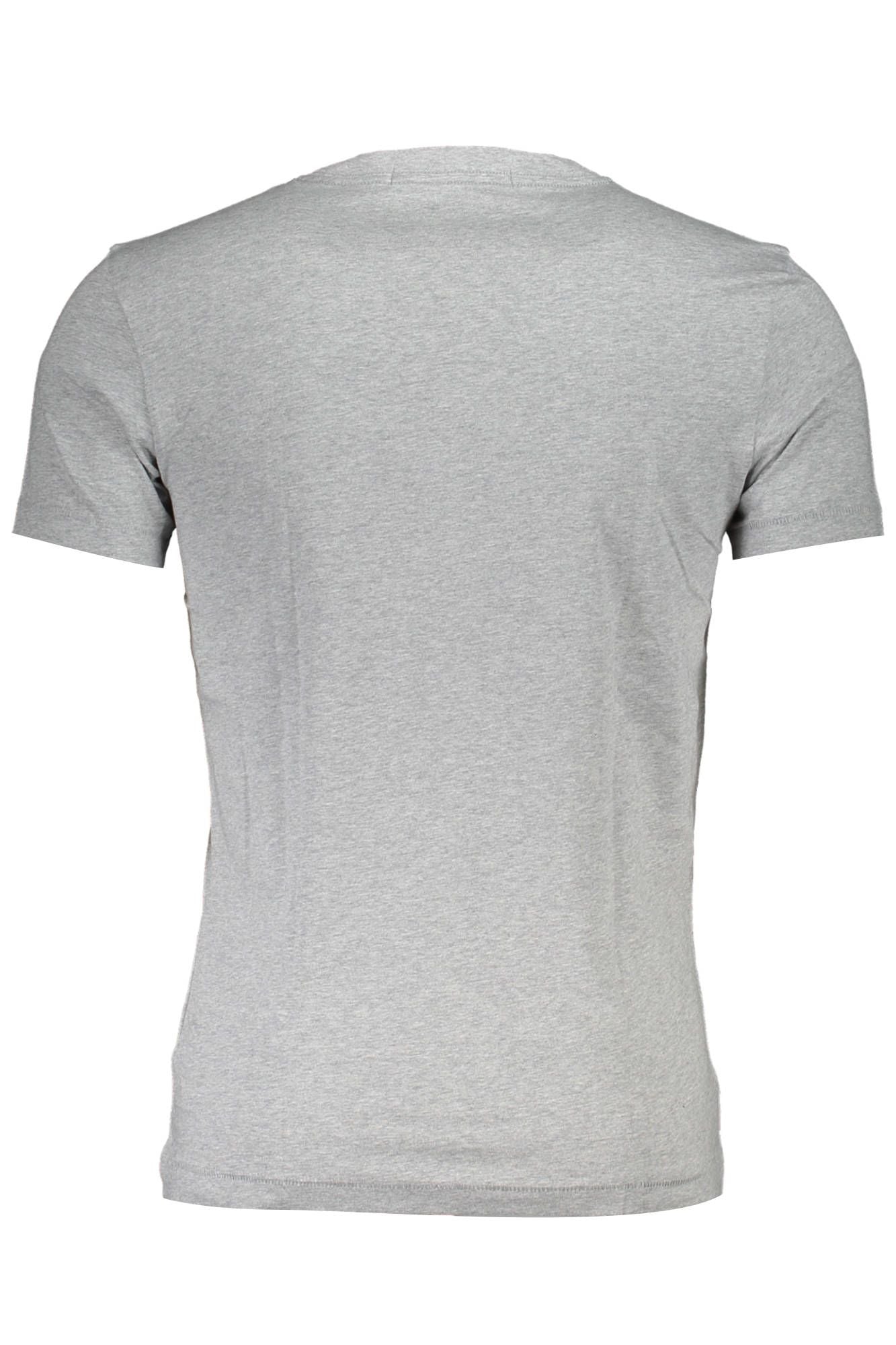Sleek Gray Cotton Tee with Contrasting Detail
