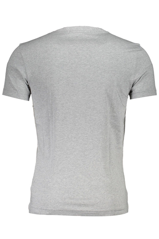 Sleek Gray Cotton Tee with Contrasting Detail