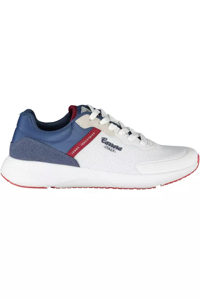 Sleek White Lace-Up Sneakers with Contrasting Accents
