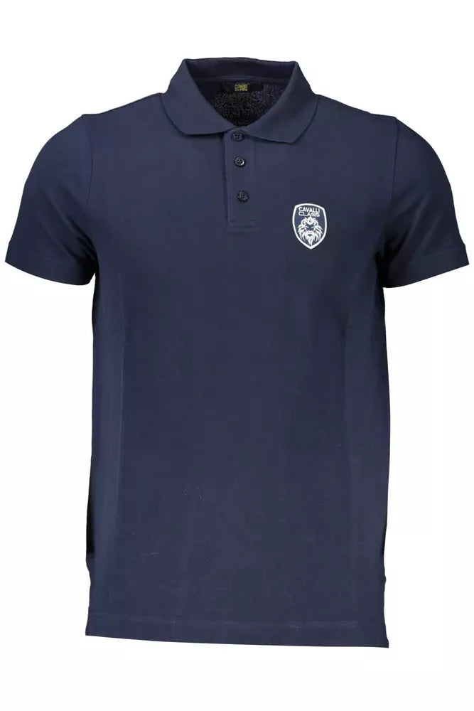 Elegant Blue Cotton Polo with Refined Embroidery