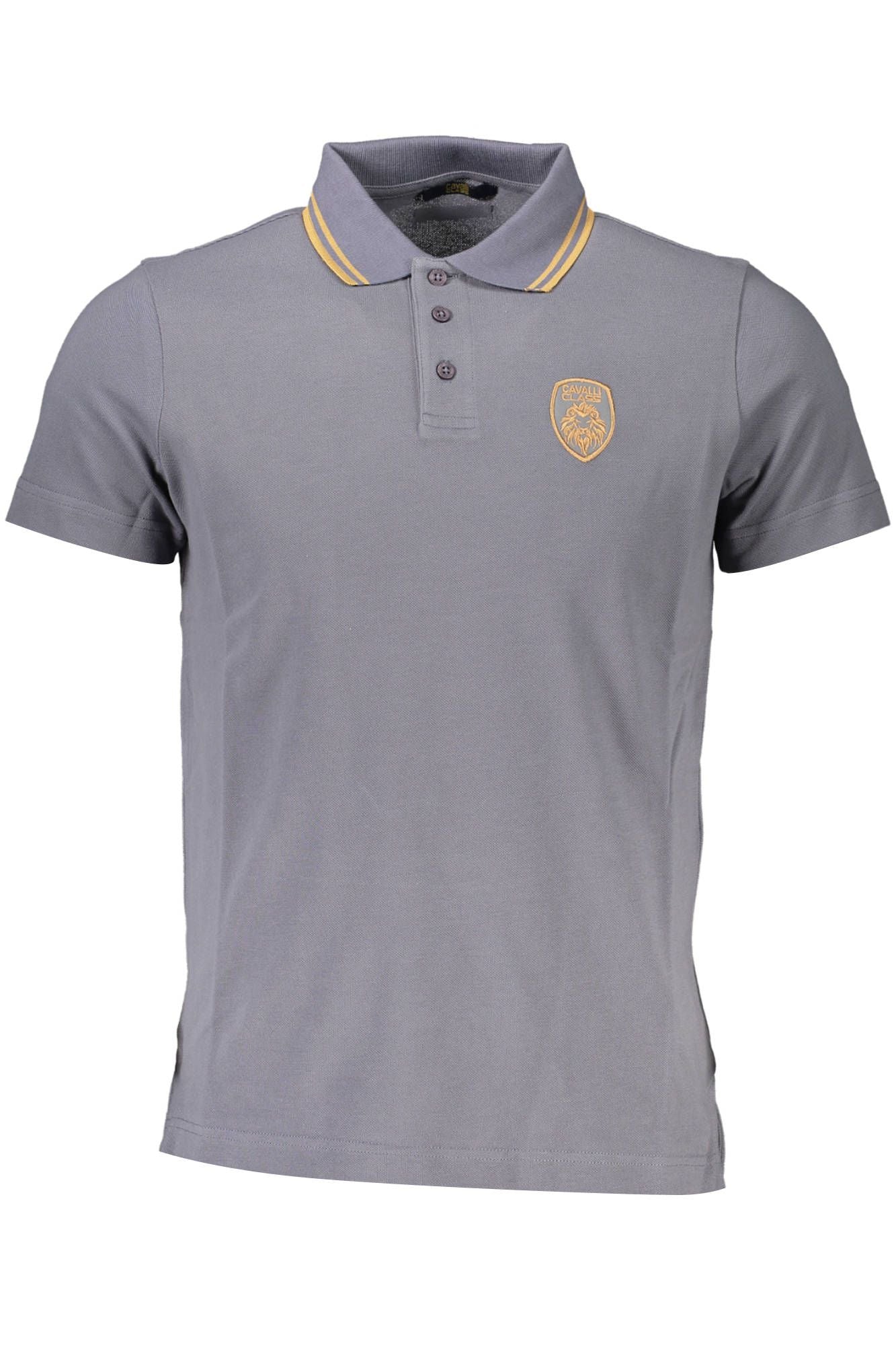 Elegant Gray Cotton Polo with Embroidery