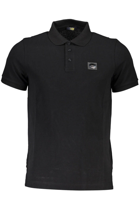 Sleek Black Cotton Polo with Chic Detailing