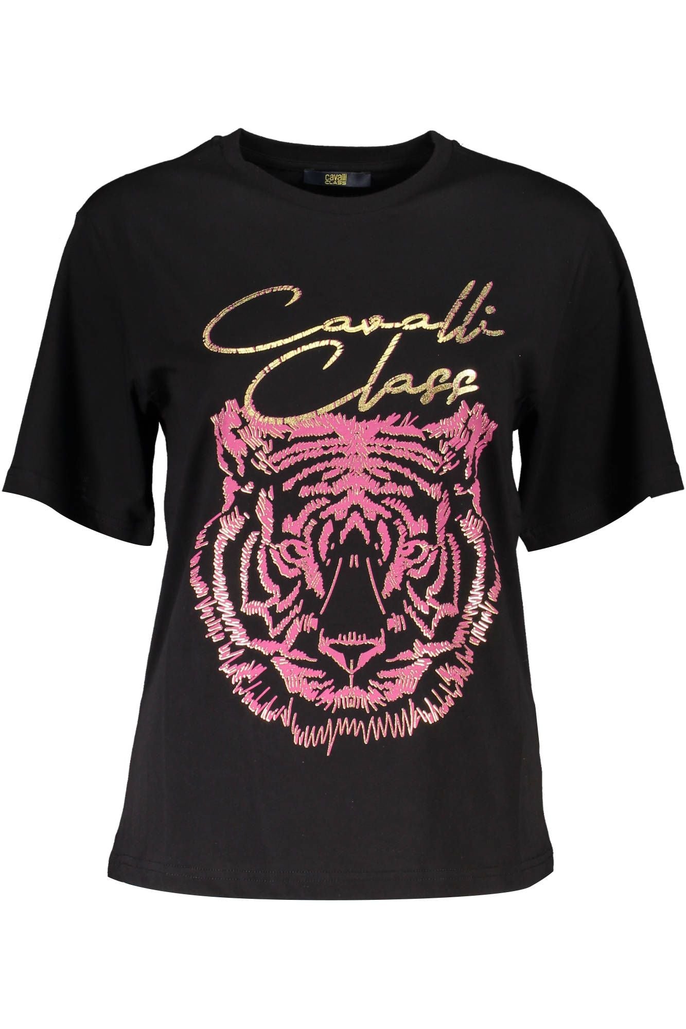 Elegant Black Cotton Tee with Signature Print