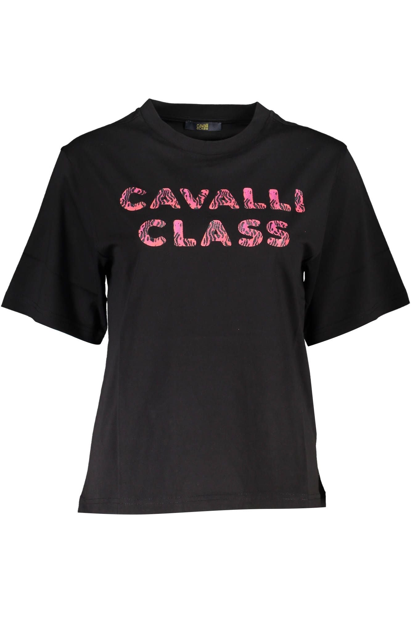 Elegant Black Cotton Tee with Signature Print
