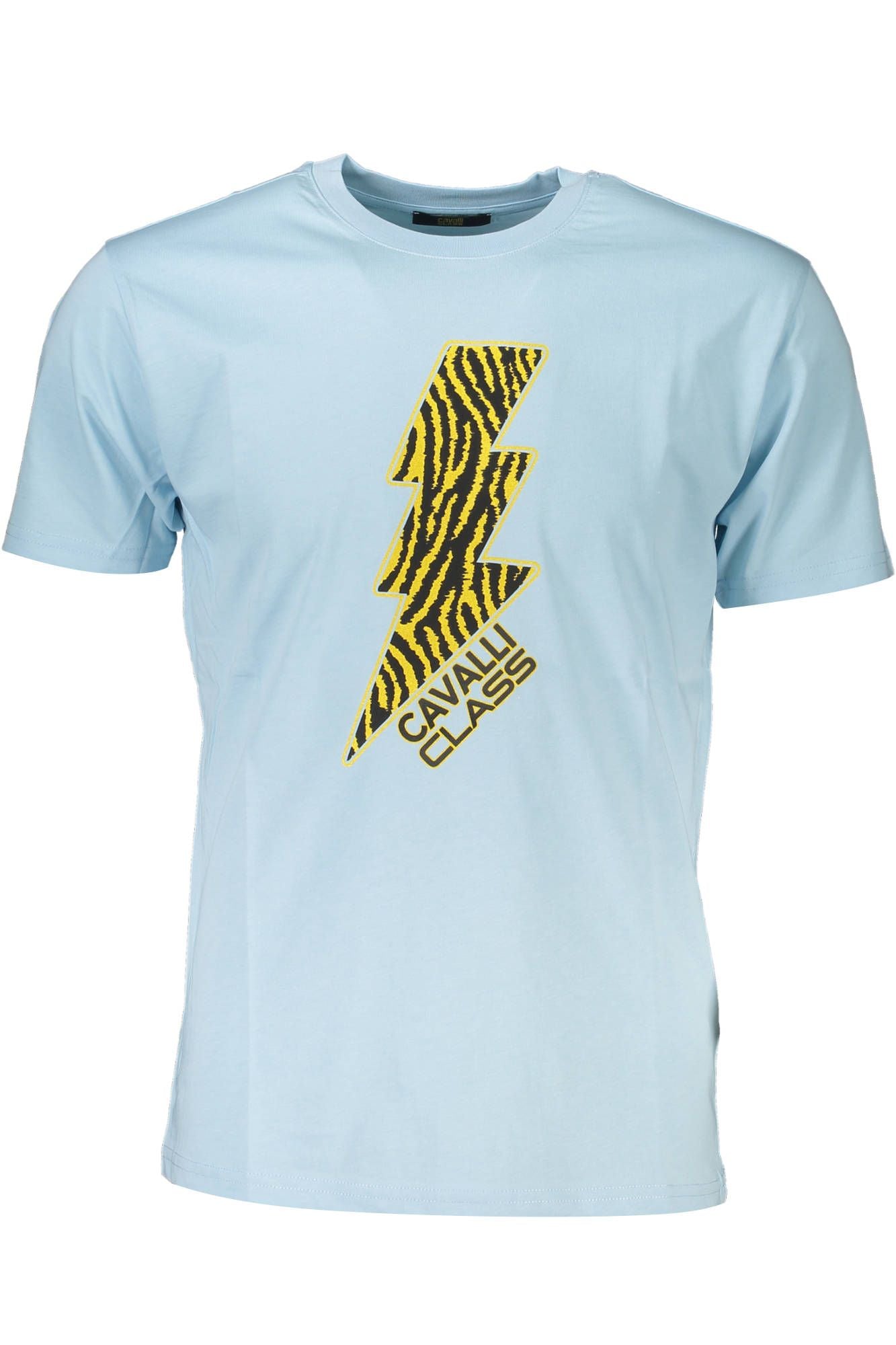 Chic Light Blue Printed Tee with Classic Elegance
