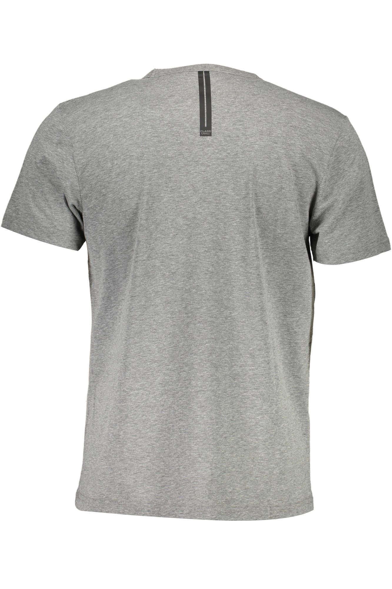 Chic Gray Printed Cotton Crew Neck T-Shirt