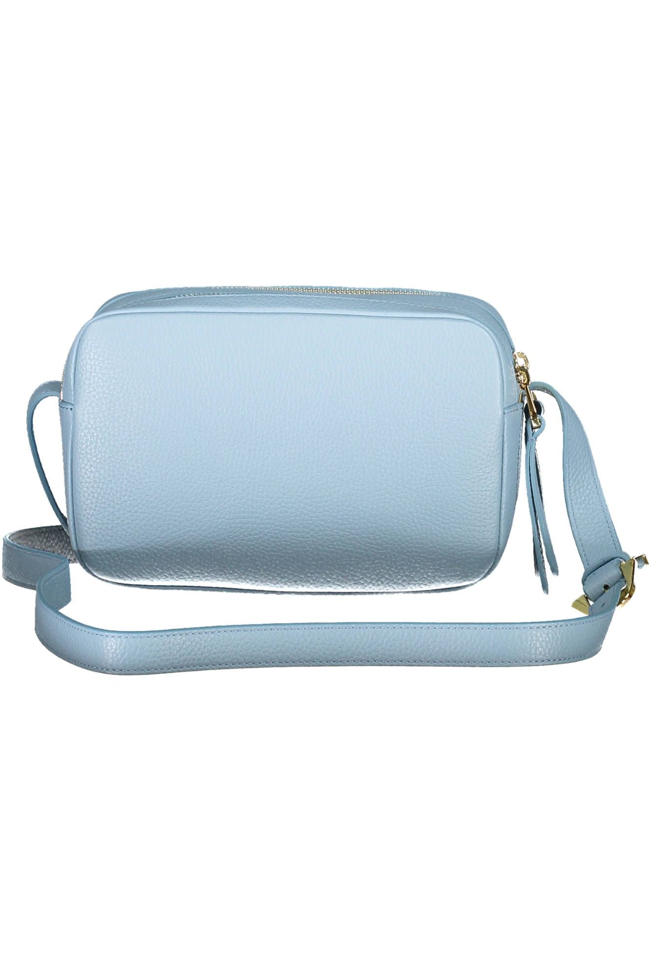 Elegant Light Blue Leather Shoulder Bag