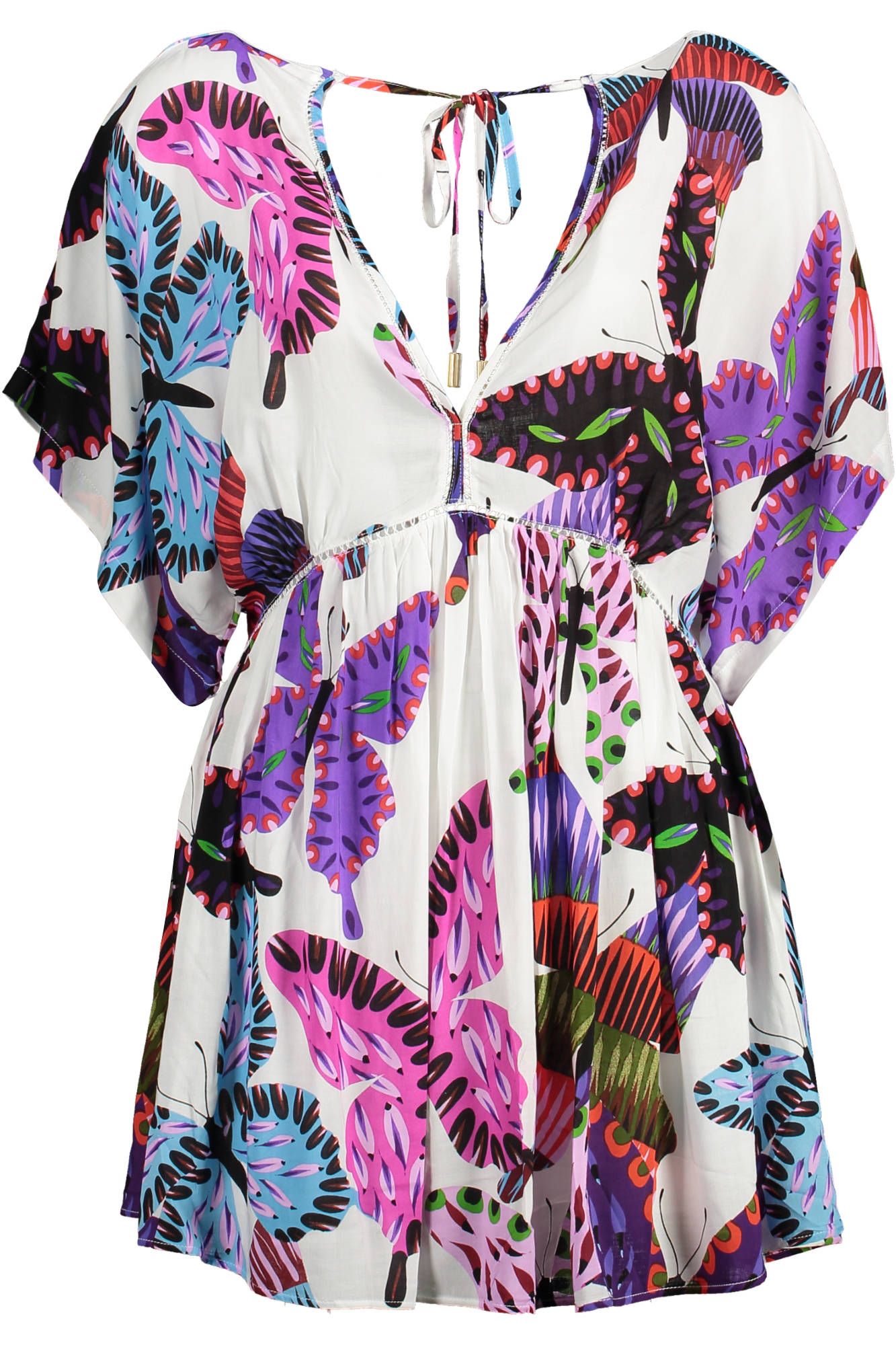 Chic White V-Neck Short Sleeve Dress