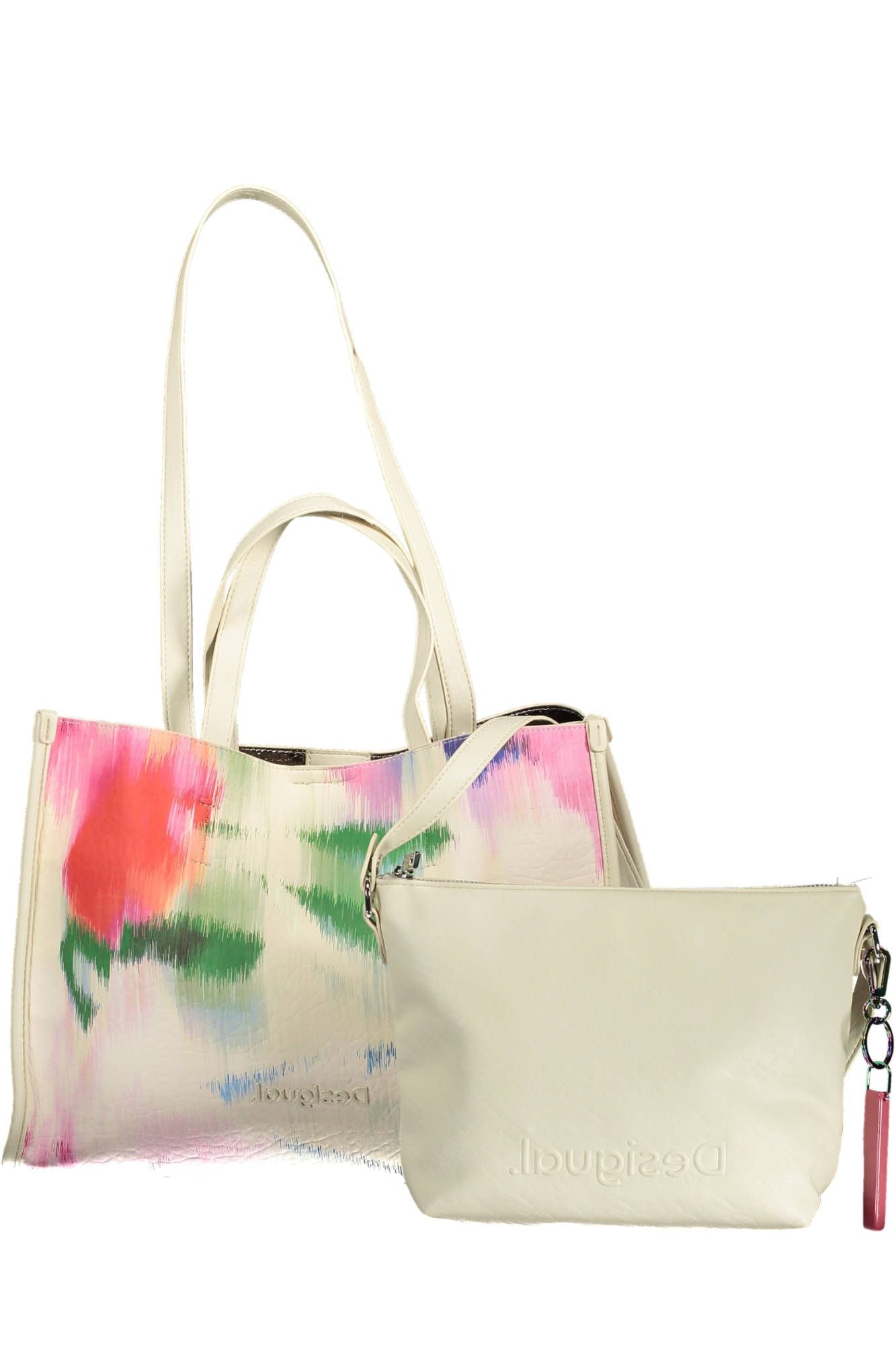Chic White Embroidered Handbag with Versatile Straps