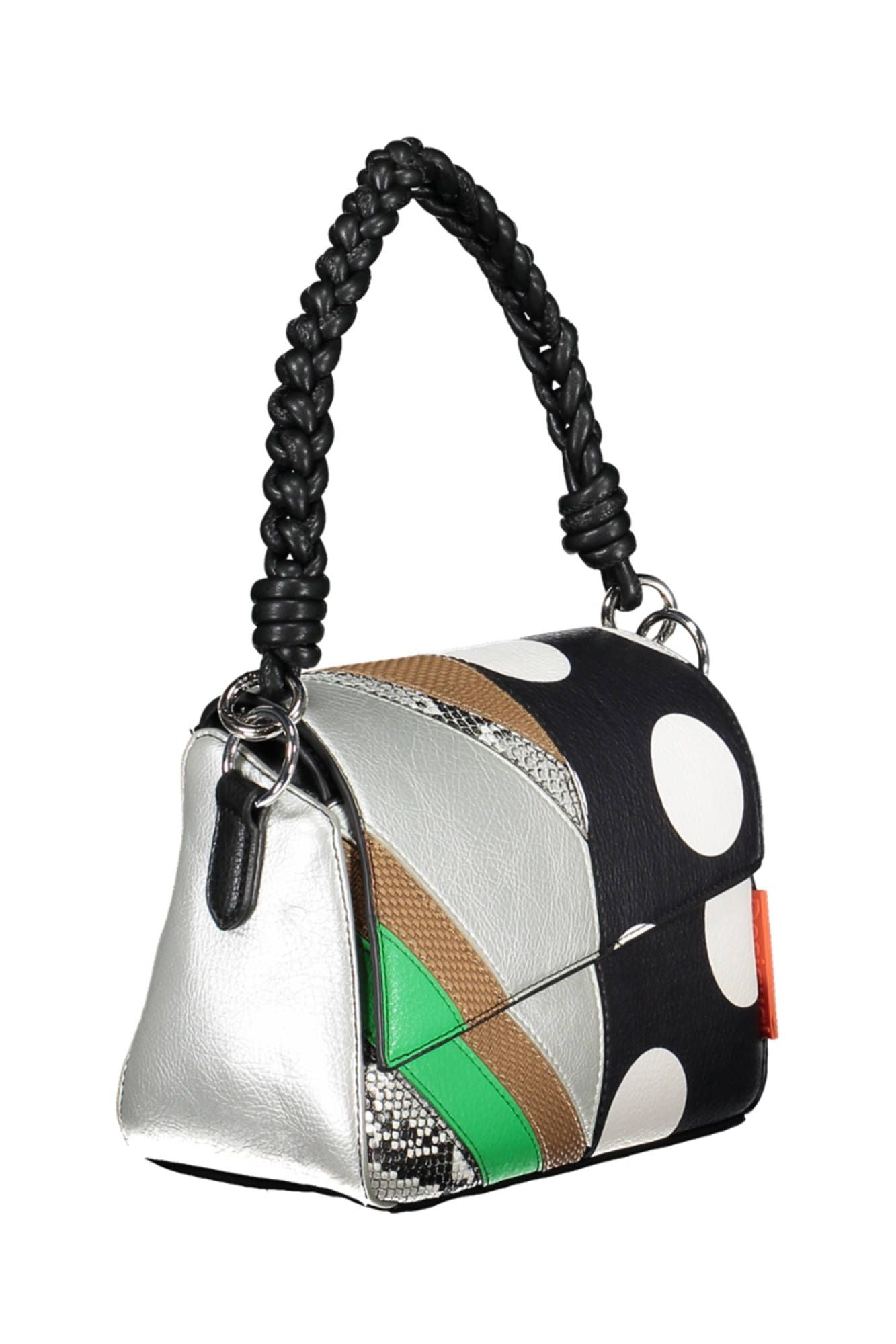 Elegant Black Statement Handbag with Contrasting Details