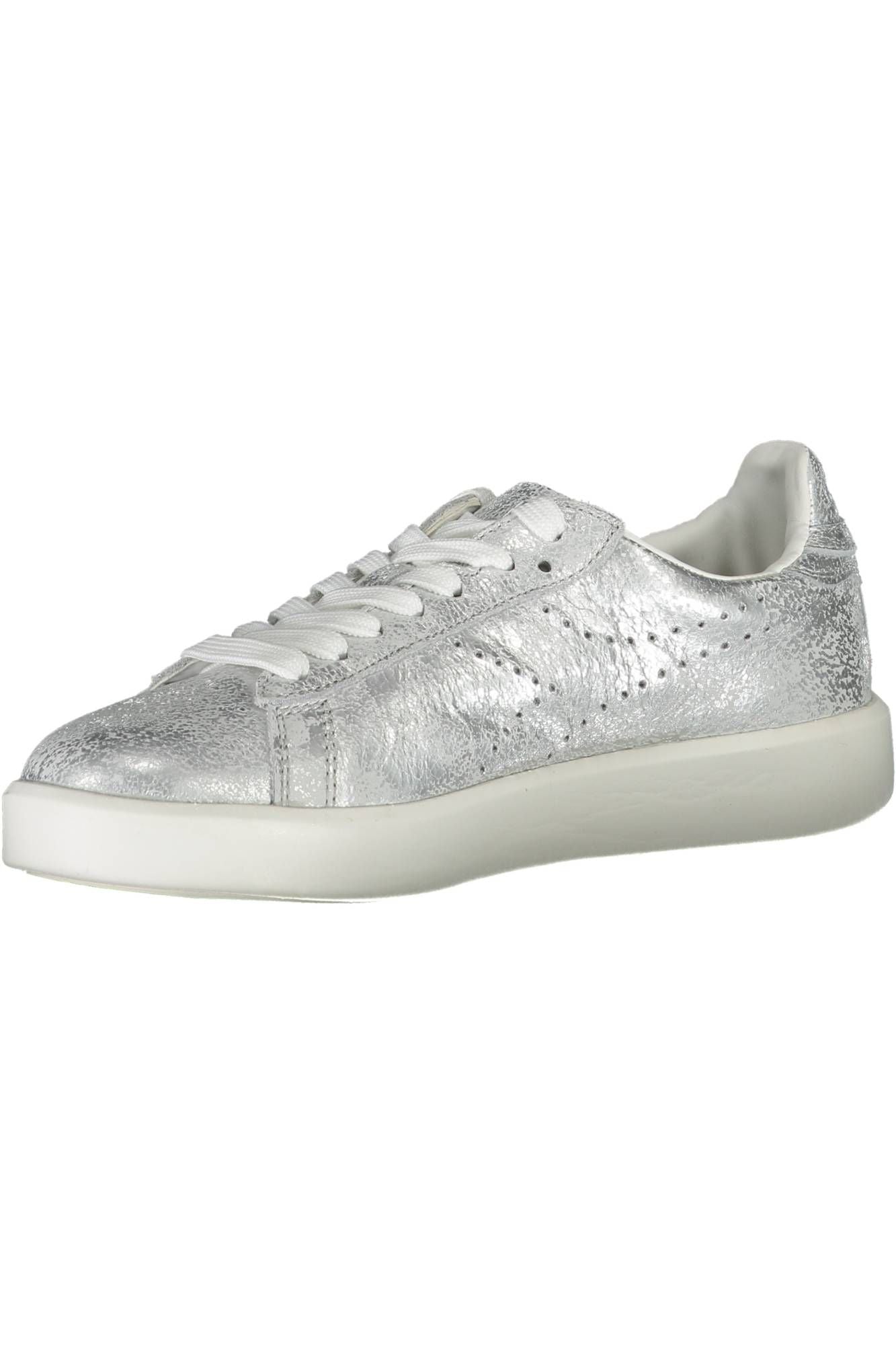 Elegant Silver Lace-Up Sneakers