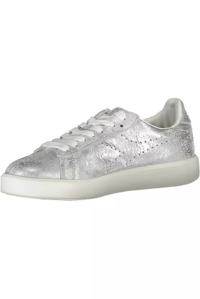 Elegant Silver Lace-Up Sneakers
