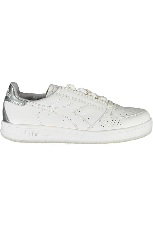Chic White Lace-Up Sneakers with Contrasting Details