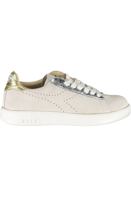 Elegant White Lace-Up Sneakers with Contrasting Details