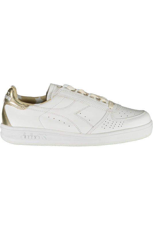 Chic White Lace-Up Sneakers with Contrasting Details