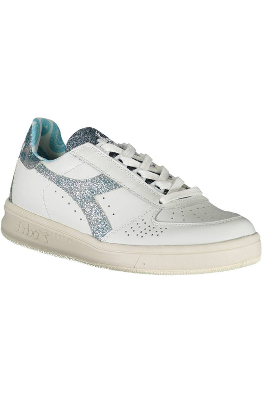 Chic White Lace-Up Sneakers with Contrasting Details