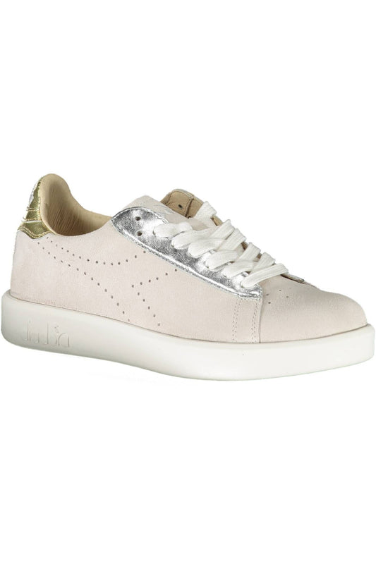 Elegant White Lace-Up Sneakers with Contrasting Details