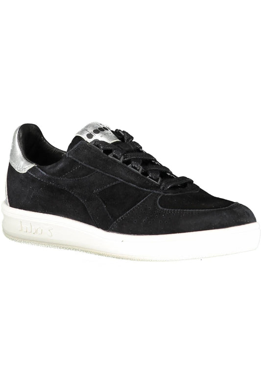 Sleek Black Lace-Up Sports Sneakers