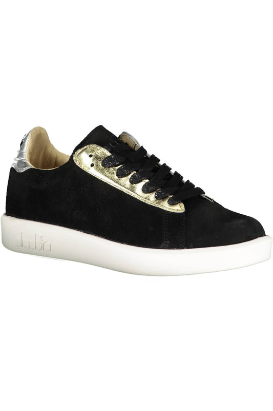 Sleek Black Lace-up Sports Sneakers