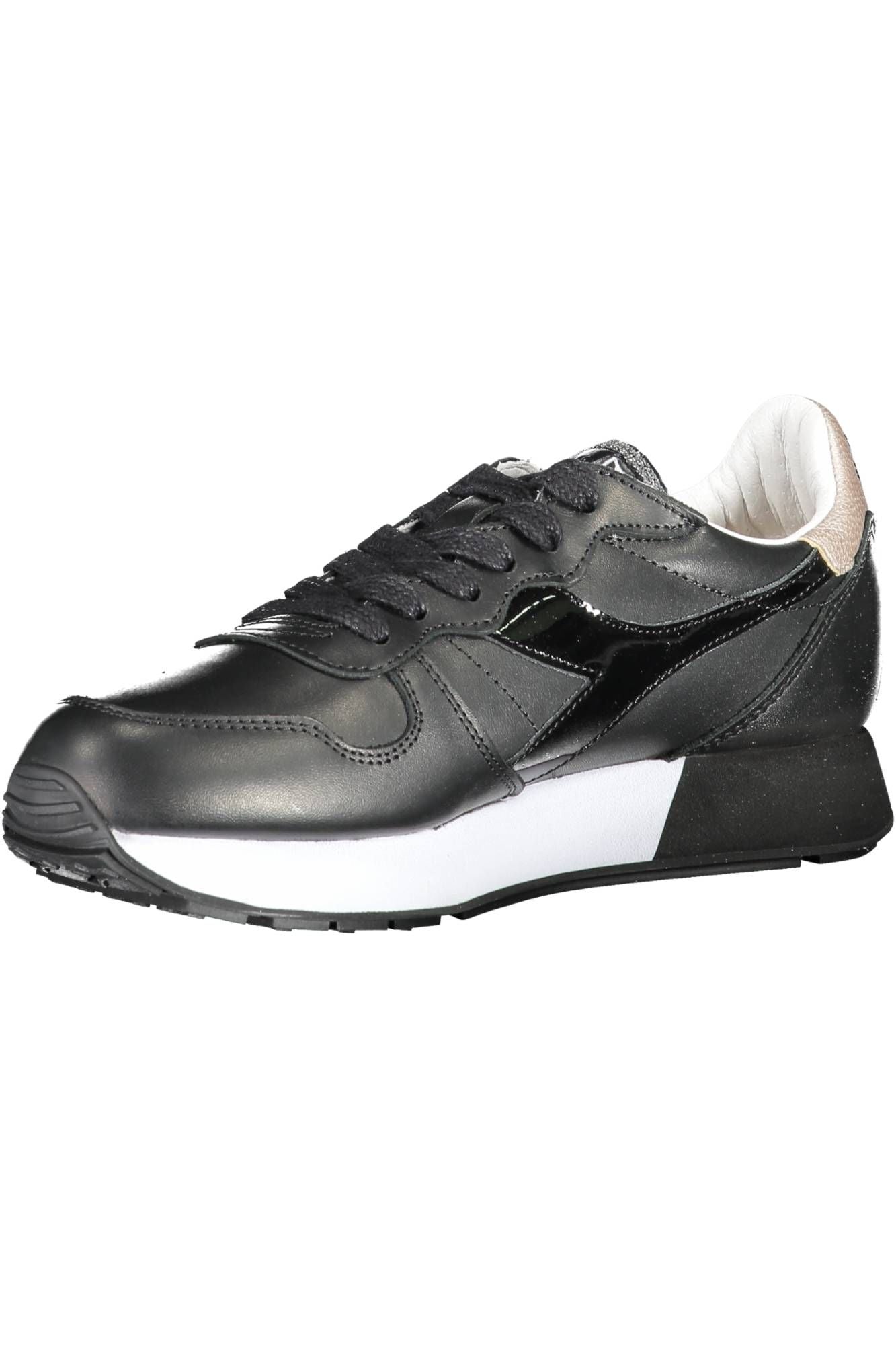 Elegant Black Leather Sneakers with Contrast Detail