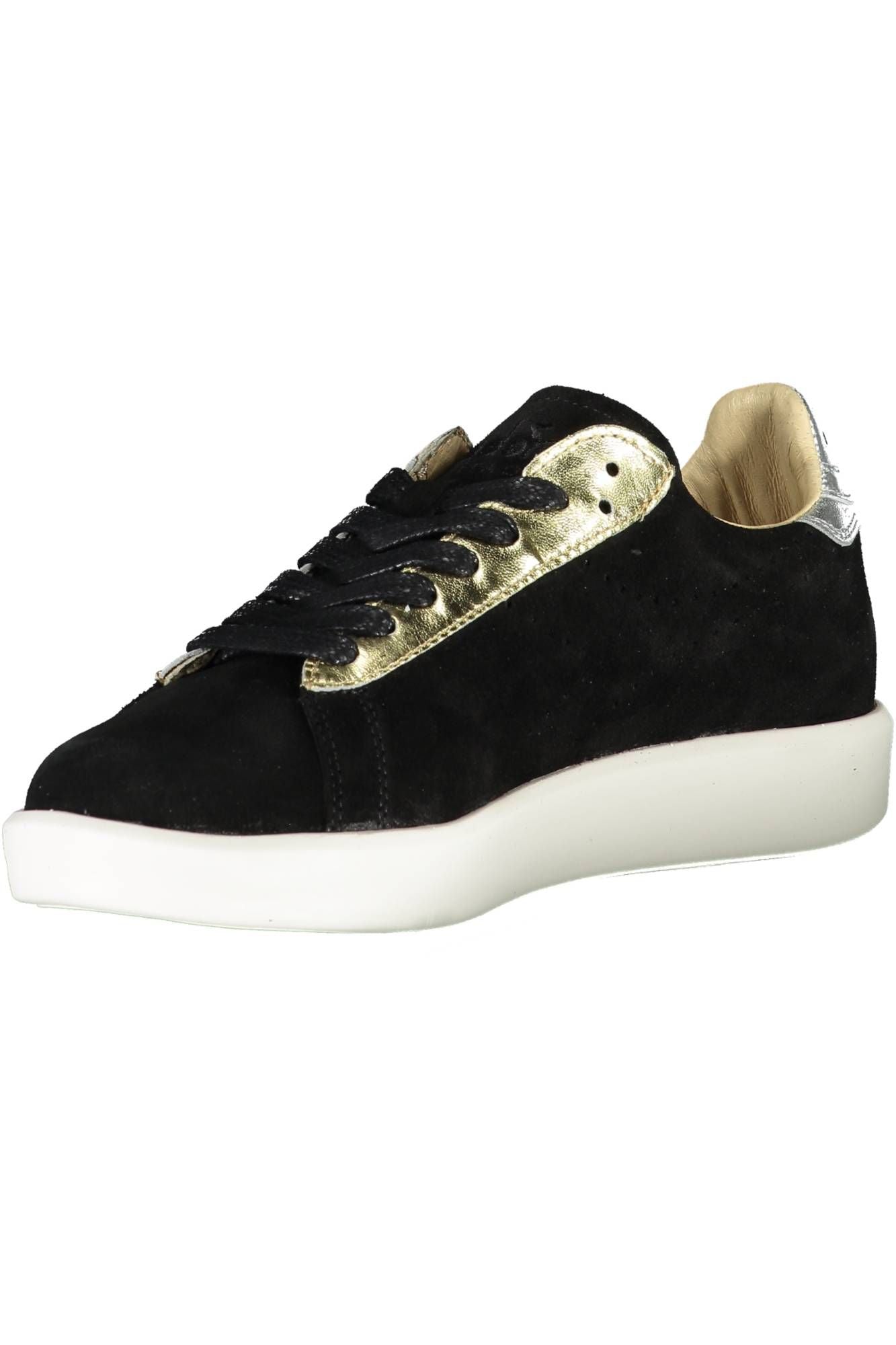 Sleek Black Lace-up Sports Sneakers