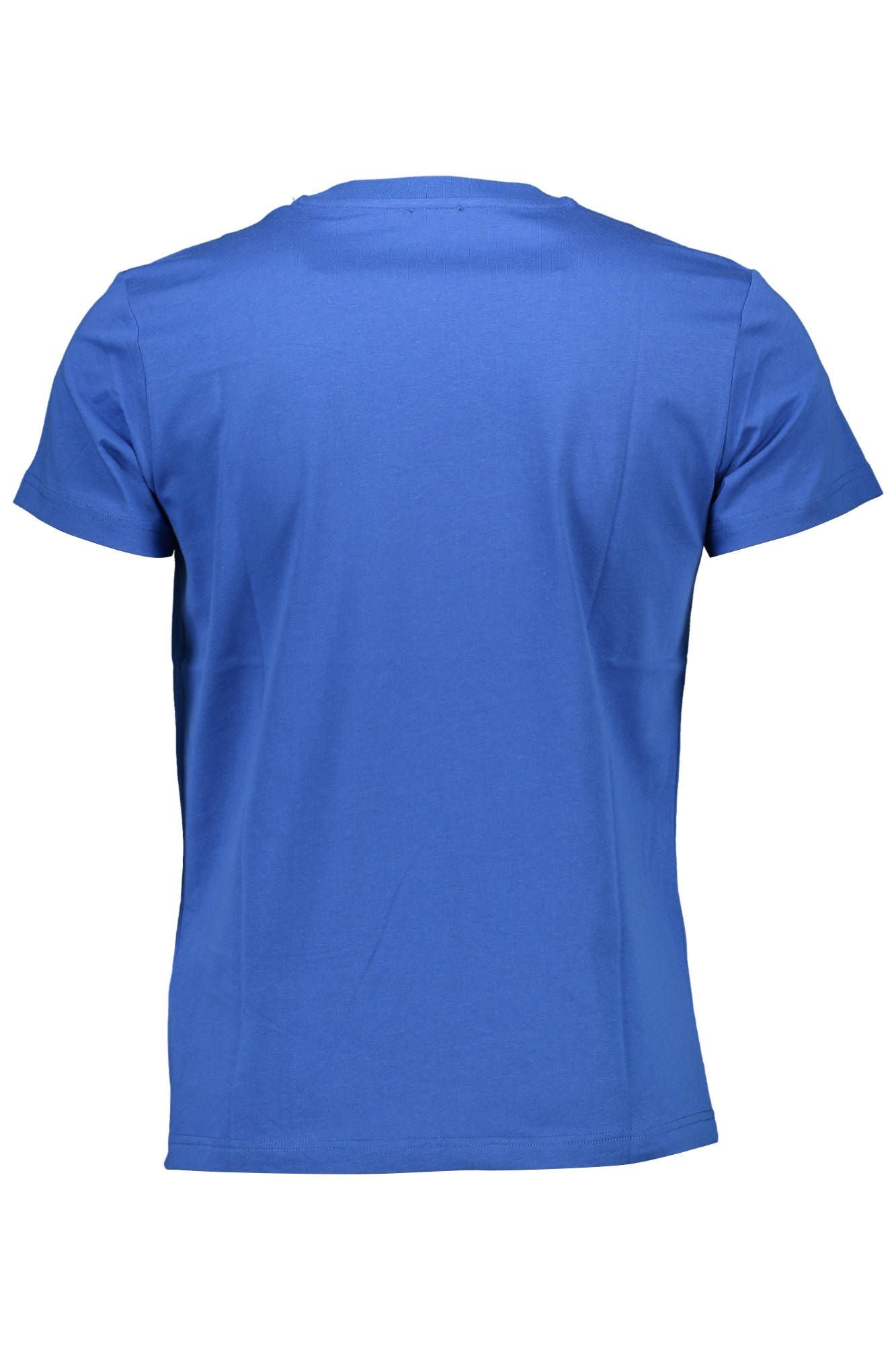 Blue Cotton Crew Neck Tee with Graphic Logo