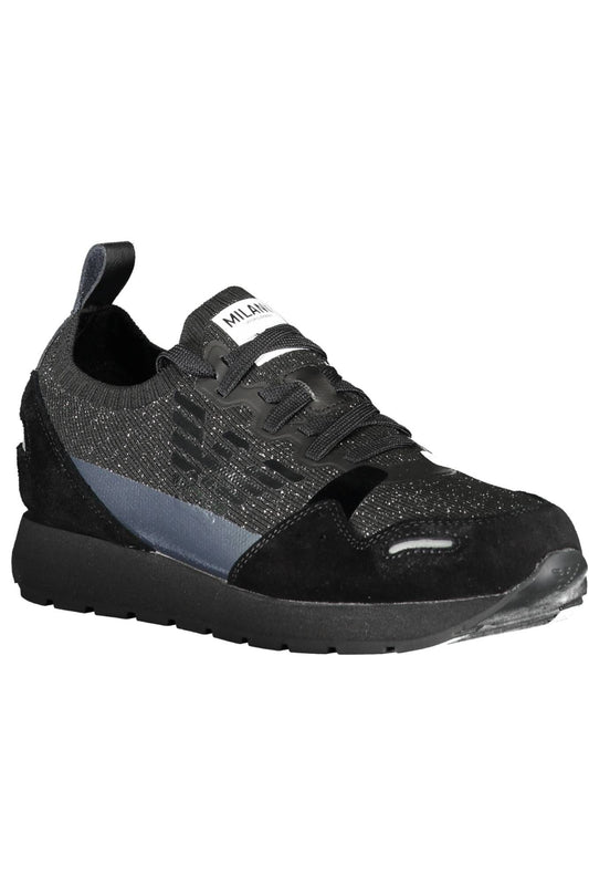 Elegant Black Lace-Up Sneakers with Contrasting Details
