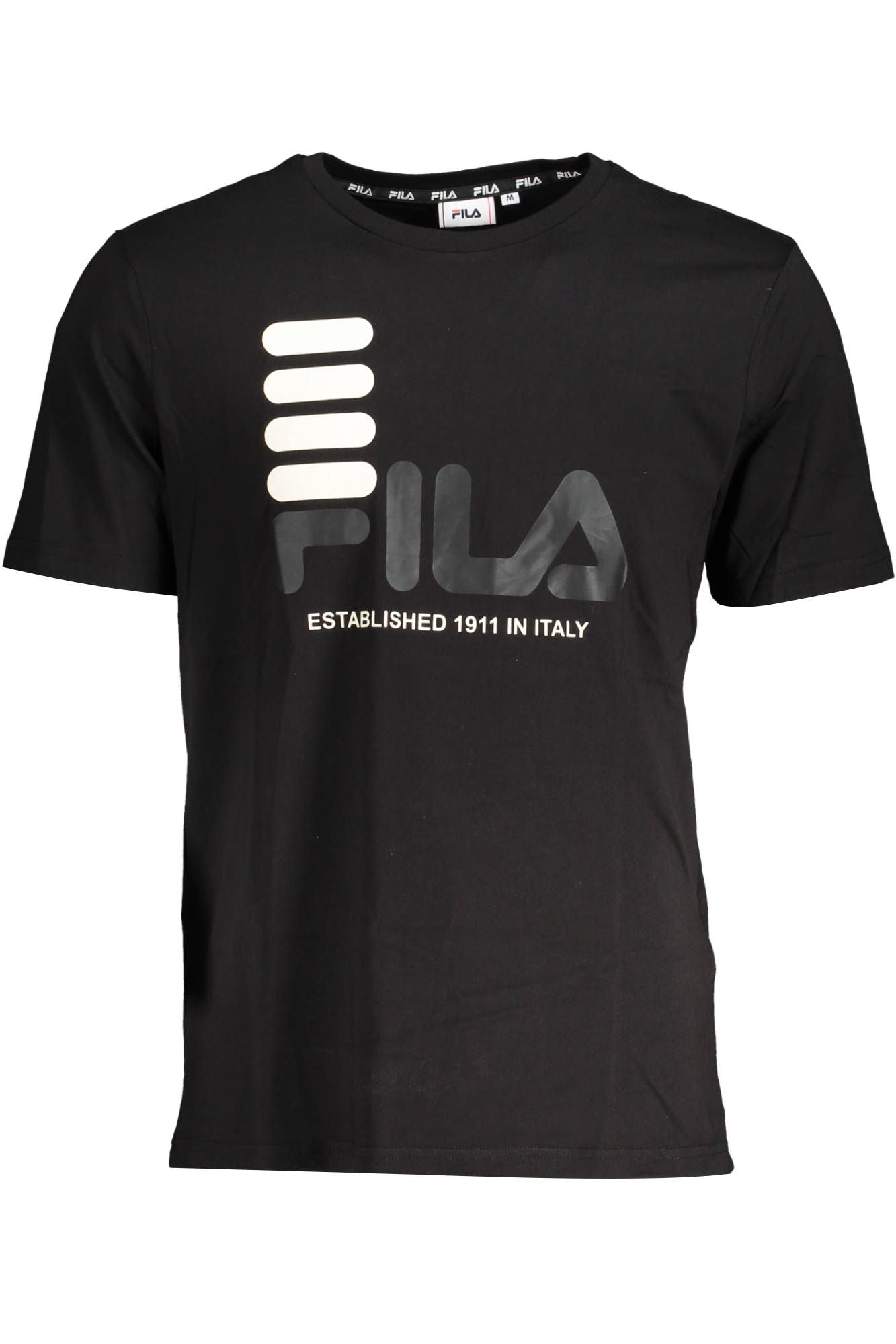 Sleek Black Cotton Tee with Iconic Print
